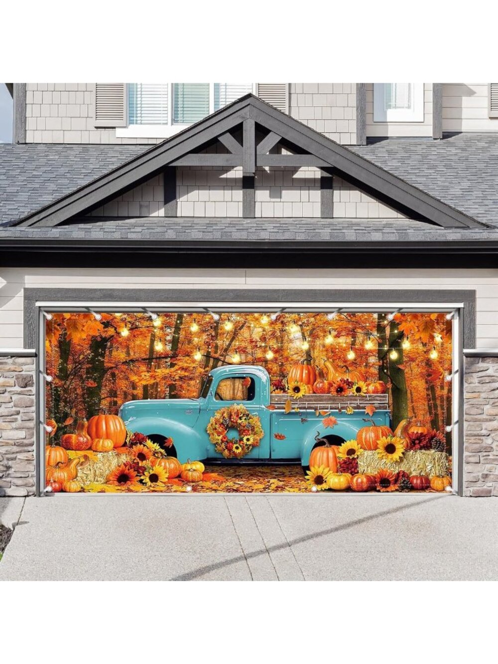 16x7ft Fall Forest Garage Door Banner - Autumn Truck Decor for Home & Party